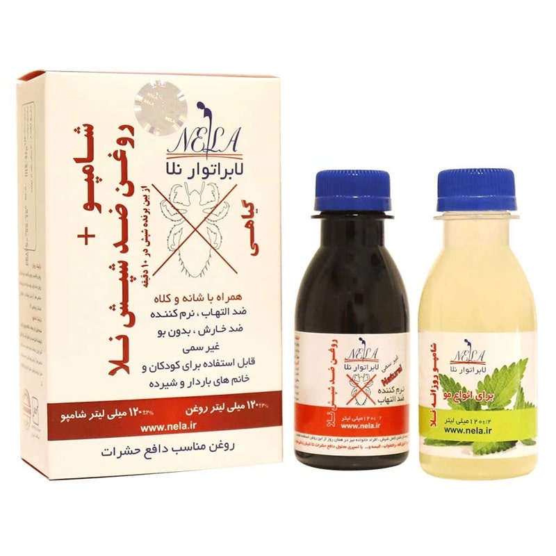 شامپو و روغن ضد شپش نلا حاوی روغن درخت چای و نارگیل 120میلی لیتر